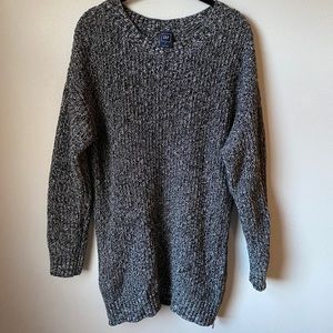 Dark Gray and White Speckled Knit Sweater - GAP